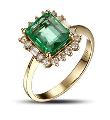 GOWE Verlobungsring 18 Karat Gold 2,47 Karat Kolumbianischer Smaragd Diamant - 1