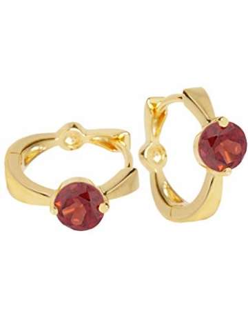 Granat Creolen Ohrringe Gelbgold 585 Gold (14 Karat) Mit Edelstein Ø 10mm Mini Goldohrringe Damenohrringe Ohrschmuck Peach Beauty C-01292-G401-GAR - 4