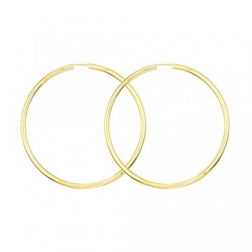 Große 60 mm Creolen Gold 585, Goldohrringe Damen Echt Gold mit Stempel Breite 2,5 mm, Gewicht ca. 4,1 g, Made in Germany - 1