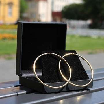 Große 60 mm Creolen Gold 585, Goldohrringe Damen Echt Gold mit Stempel Breite 2,5 mm, Gewicht ca. 4,1 g, Made in Germany - 6