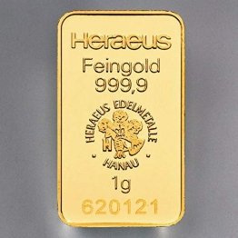 Heraeus 1g Barren, Feingold, Gold - 1