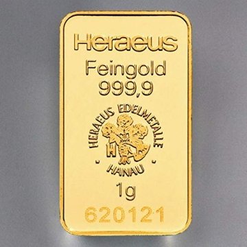 Heraeus 1g Barren, Feingold, Gold - 1