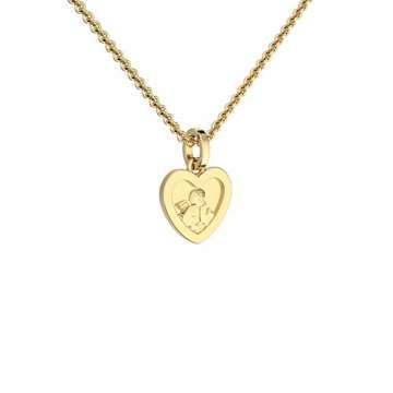 Herz Engel Anhänger Gold 333 + inkl. GRATIS Luxusetui + Herzkette Engelkette Schutzengel Taufanhänger Taufkette Geschenk Taufe Patengeschenk Taufe Geschenk Patentante Patenonkel FF438 GG33345 - 2