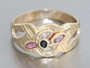 Hobra-Gold Breiter Ring Gold 585 mit Rubin Saphir Zirkonia Goldring Damenring multicolor - 2