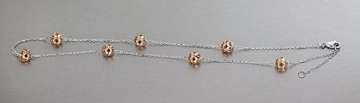 Hobra-Gold COLLIER 750 WEISSGOLD MIT ROTGOLD KUGELN HALSKETTE 45 CM KUGELKETTE GOLD 18 KT - 3