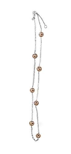 Hobra-Gold COLLIER 750 WEISSGOLD MIT ROTGOLD KUGELN HALSKETTE 45 CM KUGELKETTE GOLD 18 KT - 1