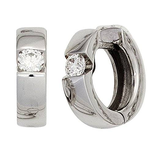 Beliebte neue Artikel auf Lager JOBO Creolen 585 Gold Weißgold Klappmechanik Diamanten 2 Brillanten Ohrringe