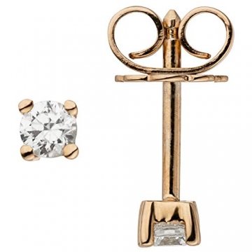 JOBO Damen Ohrstecker 585 Gold Rotgold 2 Diamanten Brillanten 0,24 ct. Ohrringe - 1