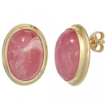 JOBO Damen-Ohrstecker aus 585 Gold mit Rhodochrosit Oval - 1