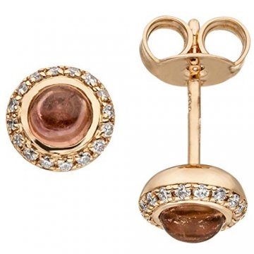 JOBO Damen-Ohrstecker aus 585 Rosegold mit Turmalin und 32 Diamanten - 1