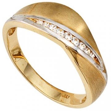 JOBO Damen-Ring 333 Gold Gelbgold teilrhodiniert teilmattiert 9 Zirkonia - 1