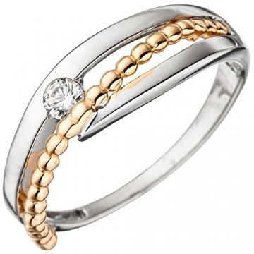 JOBO Damen-Ring aus 333 Gold Bicolor mit Zirkonia Größe 52 - 1