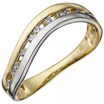 JOBO Damen-Ring aus 333 Gold Bicolor mit Zirkonia Größe 58 - 1