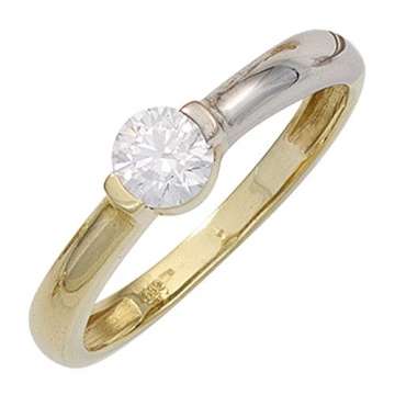 JOBO Damen-Ring aus 333 Gold Bicolor mit Zirkonia Größe 58 - 1