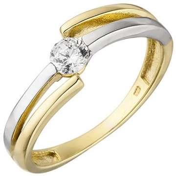 JOBO Damen-Ring aus 333 Gold Bicolor mit Zirkonia Größe 58 - 1