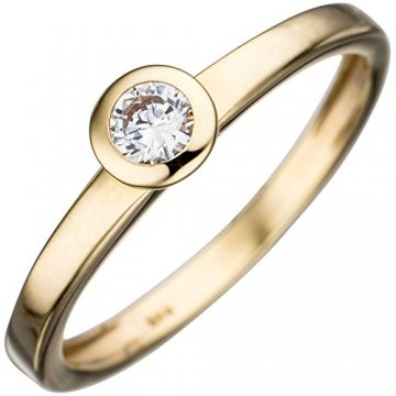 JOBO Damen-Ring aus 333 Gold mit Zirkonia Größe 50 - 1