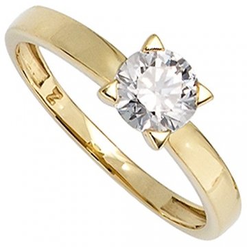 JOBO Damen-Ring aus 333 Gold mit Zirkonia Größe 52 - 1