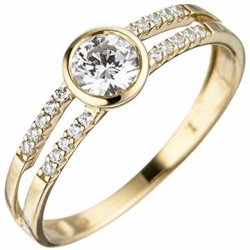 JOBO Damen-Ring aus 333 Gold mit Zirkonia Größe 54 - 1