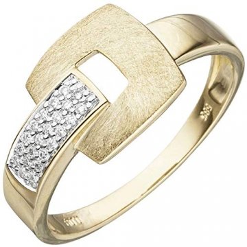 JOBO Damen-Ring aus 585 Gold eismatt mit 22 Diamanten Größe 58 - 1