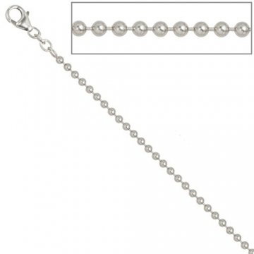 JOBO Kugelkette 925 Sterling Silber rhodiniert 2,5 mm 50 cm Halskette - 1