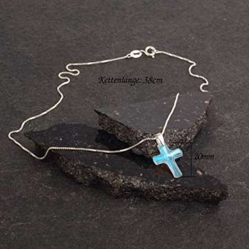 Kinderkette 925 Silber mit Swarovski Elements Kreuz Anhänger zur Kommunion oder als Erstkommunion Geschenk, Glücksbringer oder Geschenke zur Geburt. - 3