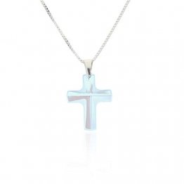 Kinderkette 925 Silber mit Swarovski Elements Kreuz Anhänger zur Kommunion oder als Erstkommunion Geschenk, Glücksbringer oder Geschenke zur Geburt. - 1