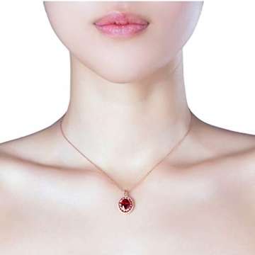 KnBoB Halskette Oval Anhänger Diamant-Halskette Rose Gold-2ct mit 2ct Rot Rubellite Halskette für Damen 18K Gold - 4