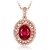 KnBoB Halskette Oval Anhänger Diamant-Halskette Rose Gold-2ct mit 2ct Rot Rubellite Halskette für Damen 18K Gold - 1