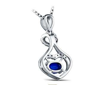 KnSam 18 K Gold Damen Halskette In Gold Damen Kette 18Karat Saphir Doppelherz Diamant Mit 2Ct Sapphire Blau - 5