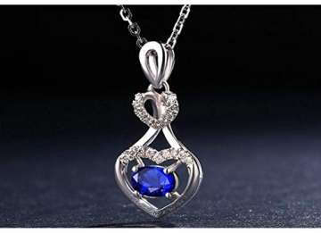 KnSam 18 K Gold Damen Halskette In Gold Damen Kette 18Karat Saphir Doppelherz Diamant Mit 2Ct Sapphire Blau - 6