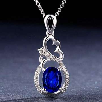 KnSam 18 K Gold Gold Halskette 750 Gold Kette Echt Saphir Oval Flower Diamond Mit 3.37Ct Sapphire Blau - 5
