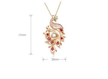 KnSam 18 K Gold Kette Gold Anhänger Halskette Gold 750 Ruby Diamond Phoenix Shape Mit Perle Mit 18Ct Ruby Rot - 2