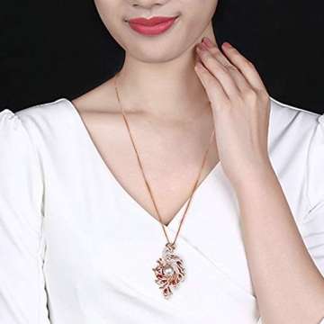 KnSam 18 K Gold Kette Gold Anhänger Halskette Gold 750 Ruby Diamond Phoenix Shape Mit Perle Mit 18Ct Ruby Rot - 3