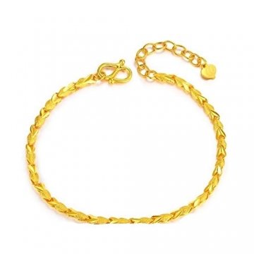 KnSam Armband Gold 750 Armband Gold Echt 750 Gelb Gold 17cm Bis 23cm Verstellbar Nähende Herz Sandstrahlen Polieren Gold Armband - 1