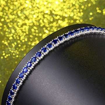 KnSam Armband Gold 750 Damen Damen Armband Weiß Gold Elegant Verlobung Armkette Aus 18 K Gold Mit 10Ct Blau Saphir Und Diamand Blau - 3