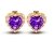 Knsam Ohrringe Damen Hängend Gold Ohrringe Gold 750 18K Echt Herz Natürlichen 1.5 Karat Amethyst 0.078 Karat Diamant Lila - 1