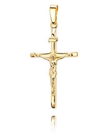 Kreuz-Anhänger Goldkreuz Jesus Christus mit INRI-Gravur für Damen, Herren und Kinder als Kettenanhänger 585 Gold 14 Karat mit Panzer-Kette vergoldet + Schmuck-Etui - 3