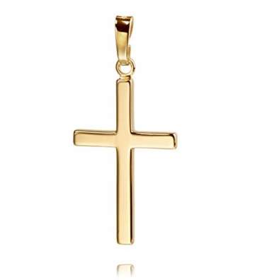 Kreuz-Anhänger mit Kette für Damen, Herren und Kinder als Ketten-Anhänger mit Kette 585 Gold 14 Karat Hochglanz mit Schmuck-Etui - 2