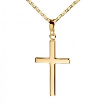 Kreuz-Anhänger mit Kette für Damen, Herren und Kinder als Ketten-Anhänger mit Kette 585 Gold 14 Karat Hochglanz mit Schmuck-Etui - 1