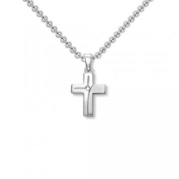 Kreuz Kette Kommunion Mädchen Kreuz Kette Konfirmation Mädchen Silber 925 mit Zirkonia GRATIS ETUI Silber Kreuzkette mit Stein Kreuz-Anhänger Kommunion Konfirmation Taufkette FF528 SS925ZIFA45 - 1