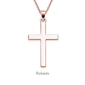 Kreuz Kette Rosegold (Silber 925 hochwertig vergoldet) + Luxusetui + Goldanhänger echt Silber Kreuzkette Rosegold ohne Stein Kreuzanhänger Anhänger Kommunion Konfirmation Taufkette FF526 VGRS45 - 5