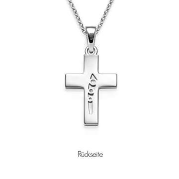 Kreuz Kette Silber 925 mit Zirkonia + inkl. Luxusetui + echt Silber Kreuzkette mit Stein wie Diamant Kreuz-Anhänger Kommunion Konfirmation Taufe Taufkette Mädchen Kinder Baby kleine Geschenke FF429 - 7