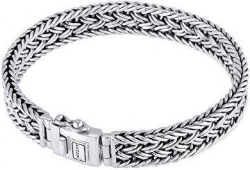 Kuzzoi Buddha Silber-Armband für Herren, handgefertigtes Königskette-Armband aus echten massiven 925 Sterling Silber, Luxus Herren-Armband Gravur, 10mm breit, 38g schwer 0210480118_17 - 1