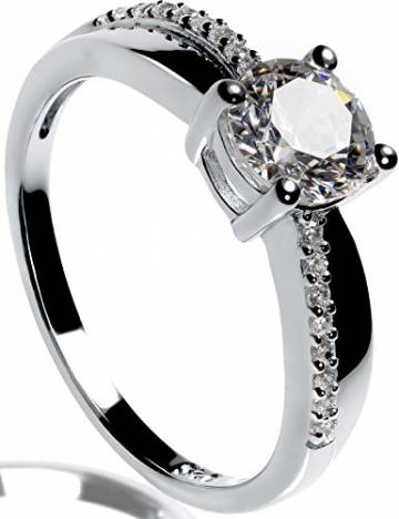 Lars Benz Damen-Ring Verlobungsring Silber 925 Swarovski Zirkonia 1,4 Karat 52-mm - 1