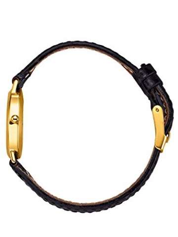 Le Blanc Damen Analog Uhr in 585 Gold (14 Karat) mit Armband in Schwarz aus Leder - 2