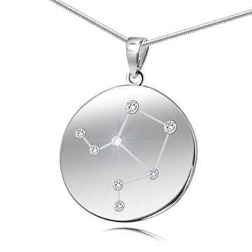 LillyMarie Damen Hals-Kette Silber 925 Swarovski Elements Sternzeichen-Anhänger Waage Längen-verstellbar Schmucketui Partner Geschenke - 1