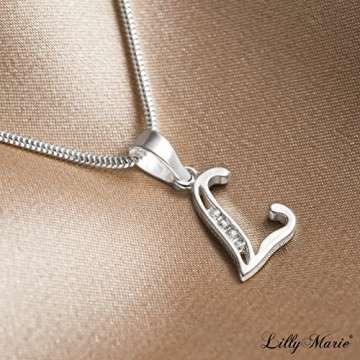 LillyMarie Damen Hals-Silberkette Sterling-Silber 925 Buchstabenkette Swarovski Elements Anfangs-Buchstabe L Klar Längen-verstellbar Geschenkverpackung Geschenk Frau Oder Freundin - 7