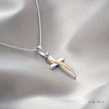 LillyMarie Damen Kette Echt Silber Kreuz-Anhänger Vergoldet Längen-verstellbar Hochwertiges Etui aus Holz Muttertagsgeschenk - 4
