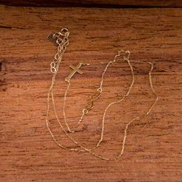 Lumarigold Goldene Damen Halskette 585 14k Gold Gelbgold Kette mit Anhänger Kreuz Unendlichkeit Infinity Gravur - 2