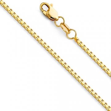Massive 14 Karat 585 Gold Venezianer Box Kette Unisex Gelbgold -1.20 mm Breit - Verschiedene Längen (45) - 1